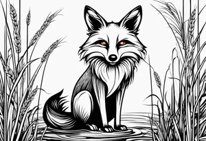 Creepy fox in the reeds evil gross tattoo idea