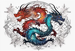 Constellation, dragon, snowflake tattoo idea