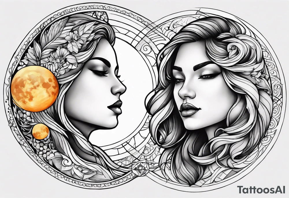 Sol e lua tattoo idea