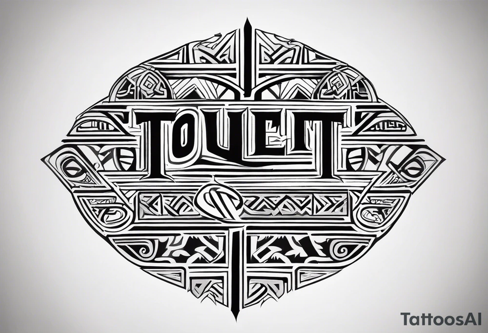 write the word 'TOYLET' in tribal letters tattoo idea