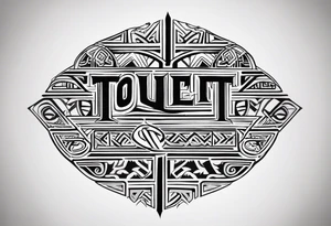 write the word 'TOYLET' in tribal letters tattoo idea