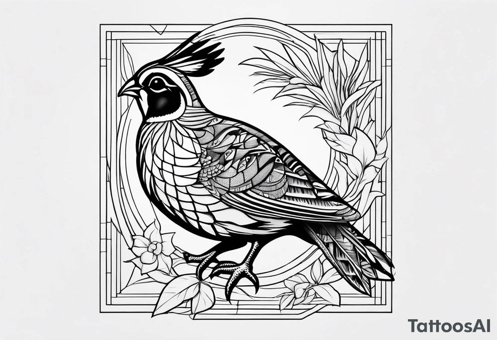 Arizona, quail, vertical design tattoo idea