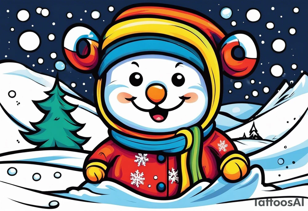 Playing in the snow tattoo idea