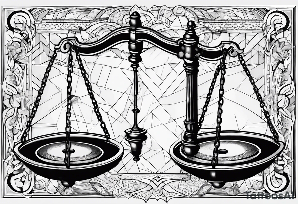 Balance scales from an isometric perspective angle tattoo idea