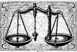 Balance scales from an isometric perspective angle tattoo idea