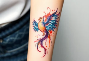 Phoenix with splashes of color tattoo idea