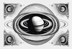 Saturn with the rings made of infinity symbols tattoo idea
