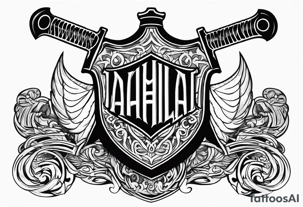Valhalla sword shield axe tattoo idea