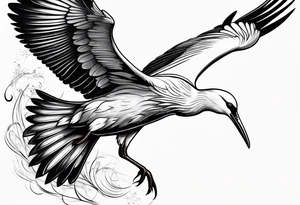 A flying stork tattoo idea