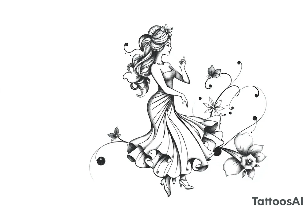 A dedication tattoo for my mom who passed away from cancer in October 2024. I always called her ‘Lady’. Incorporate salsa music and dancing. Her name was Yvette. tattoo idea