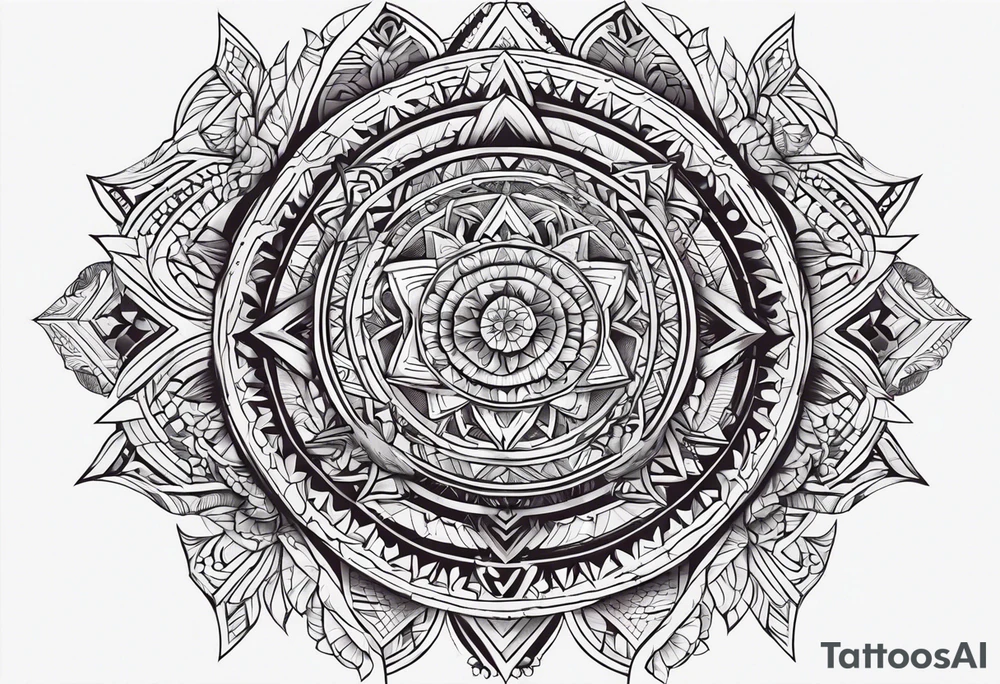 Back to Full leg sleeve and tribal and geometric tattoo idea