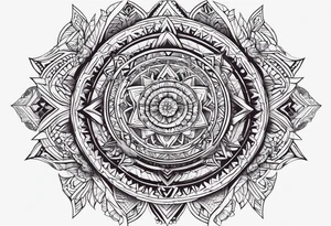 Back to Full leg sleeve and tribal and geometric tattoo idea