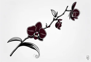 Dark maroon orchid long stem that spells out ryan tattoo idea