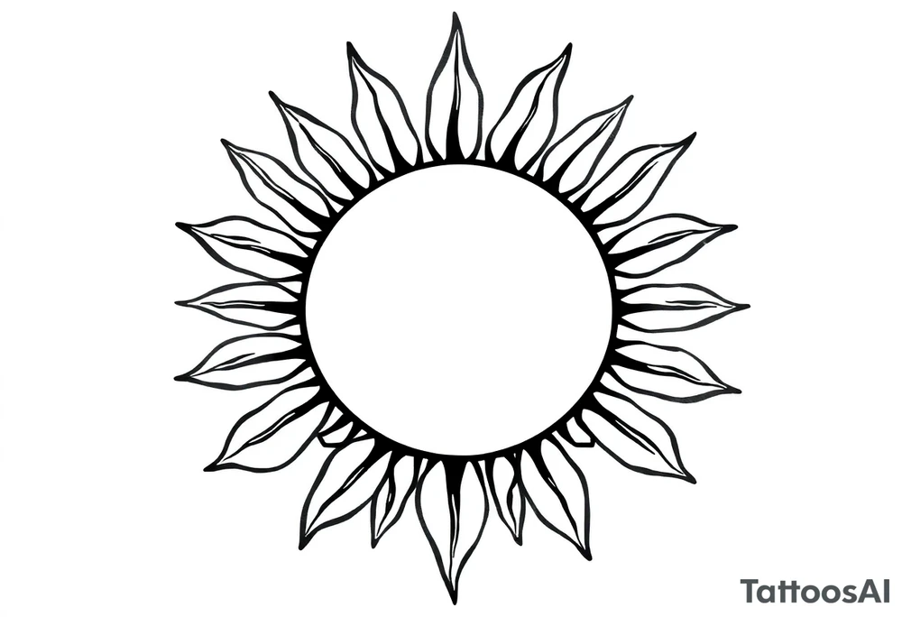 Sun with stem and leaves tattoo idea
