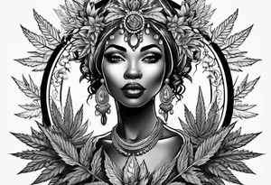 Black Goddess of marijuana tattoo idea