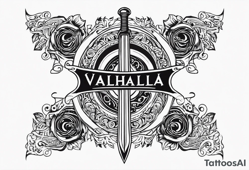 Valhalla sword fire tattoo idea