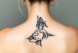 3d Powerful knight on the hillside tattoo idea