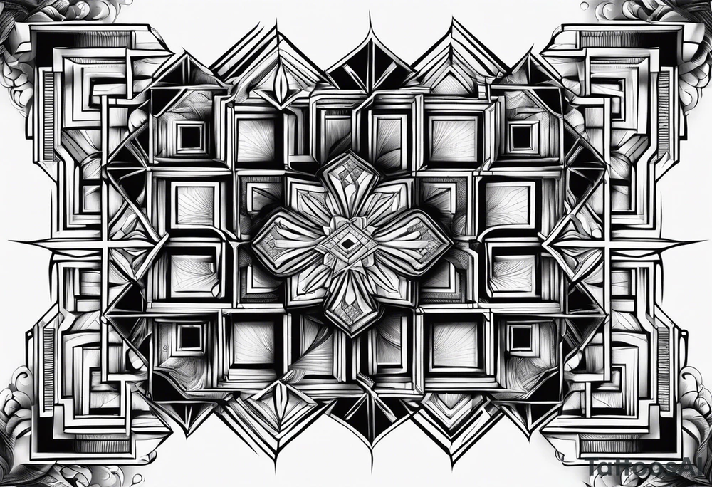 Fractal auto similar squares tattoo idea