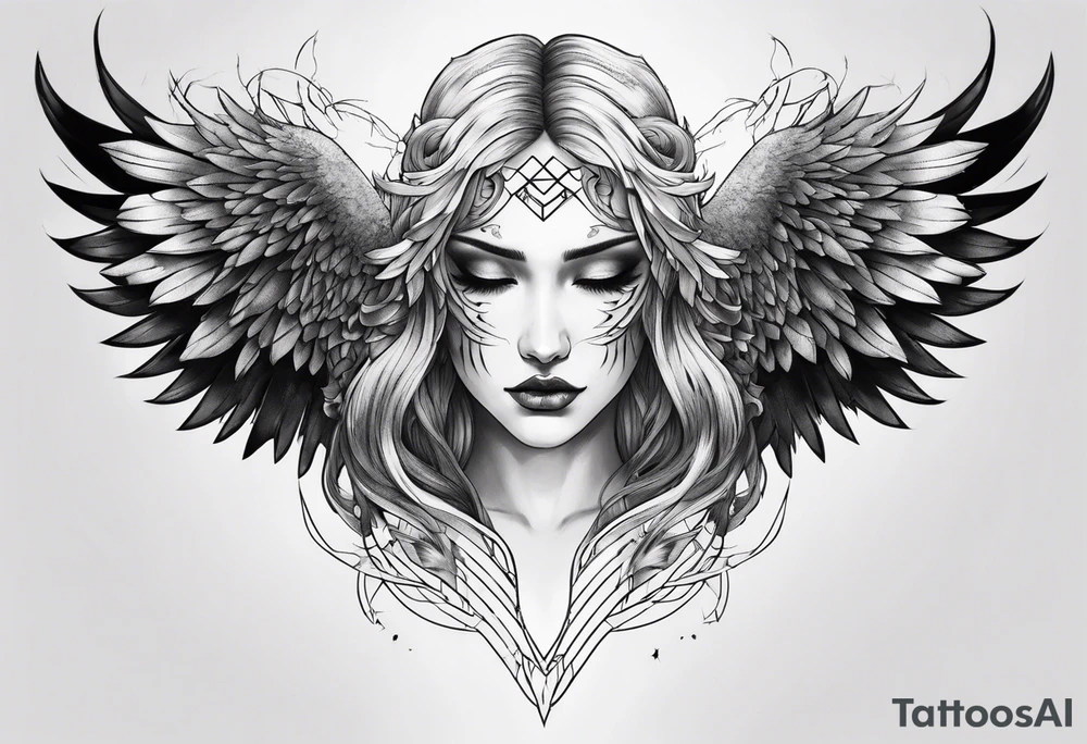 half angel half demon no face with wings open tattoo idea half angel half demon no face with wings open tattoo idea