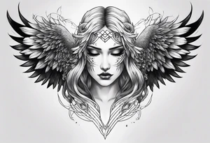 half angel half demon no face with wings open tattoo idea