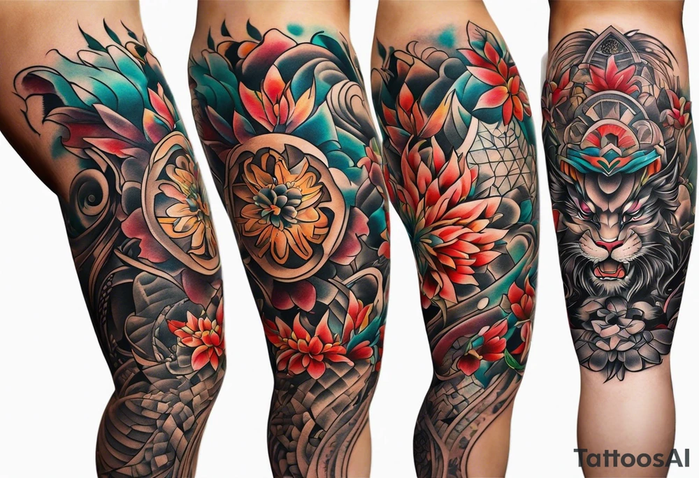 leg tattoo, full leg tattoo idea