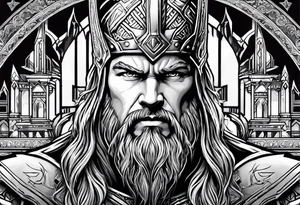Thor with an Atheist "A" in the background tattoo idea
