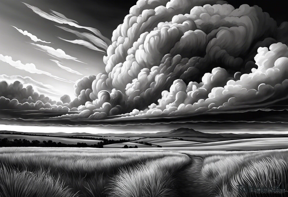 beautiful supercell cloud in vast open Texas lands tattoo idea