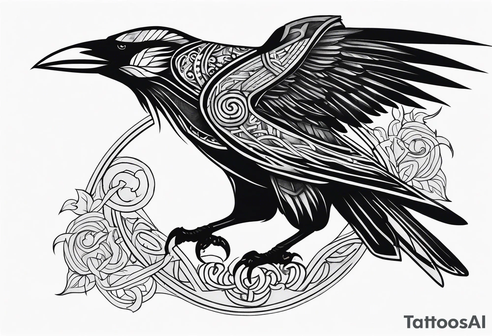 Viking Crow in a Viking style tattoo idea