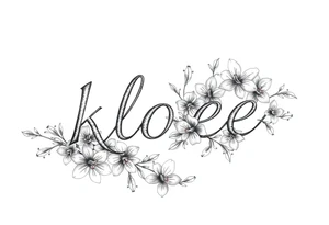 the name kloee surrounded by floral Lillie's in or around name tattoo idea