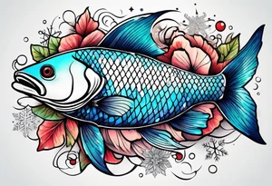 Constellation, animal fish carp kaoi, snowflake tattoo idea