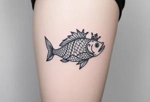 majestic fish with a crown tattoo idea