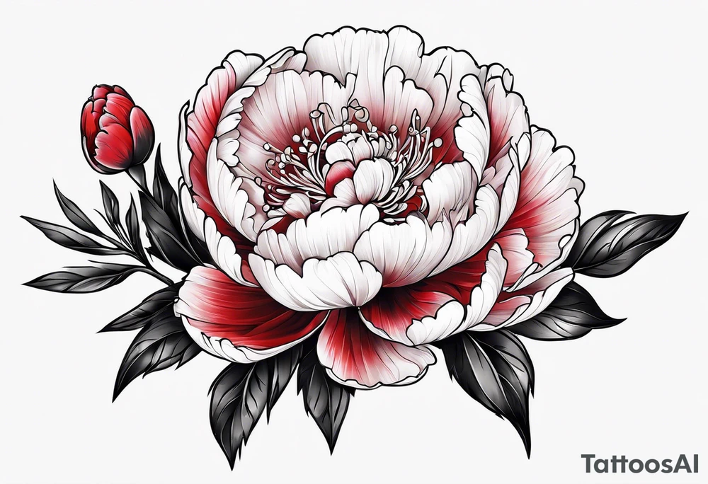 red peony tattoo idea