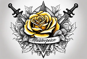 yellow roses and sword tattoo idea