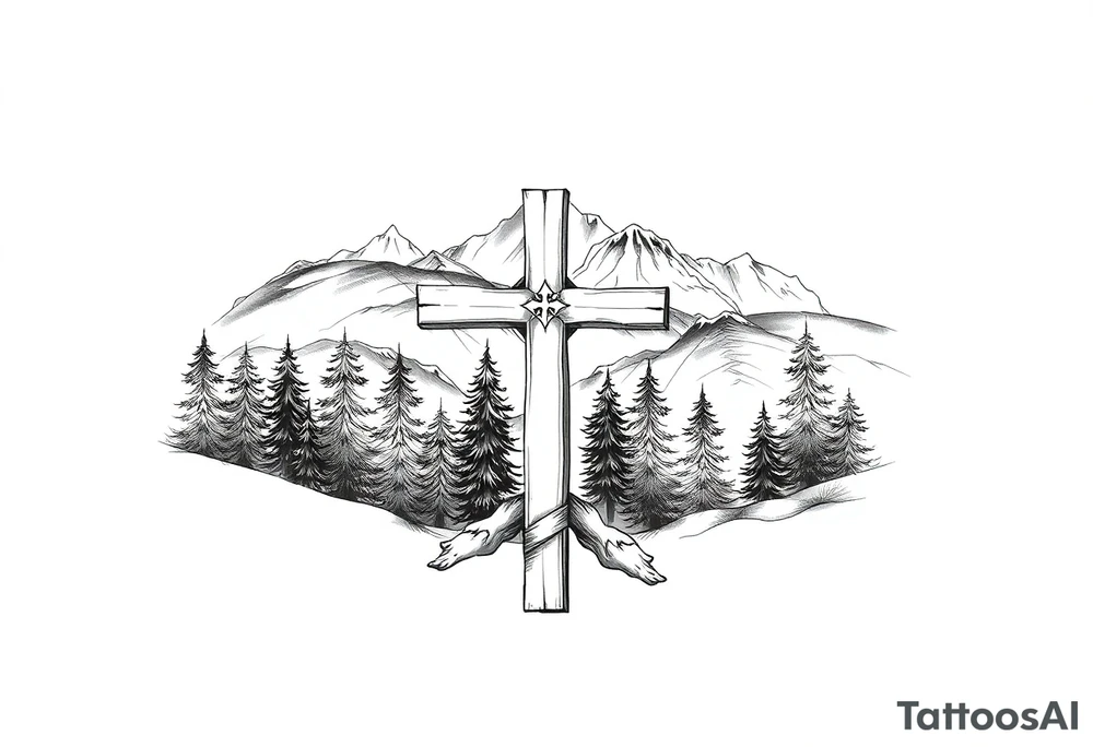 russian orthodox cross in a light forrest mountainous setting tattoo idea russian orthodox cross in a light forrest mountainous setting tattoo idea