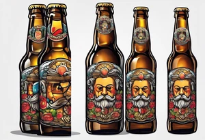 A bottle of beer with a sad face tattoo idea