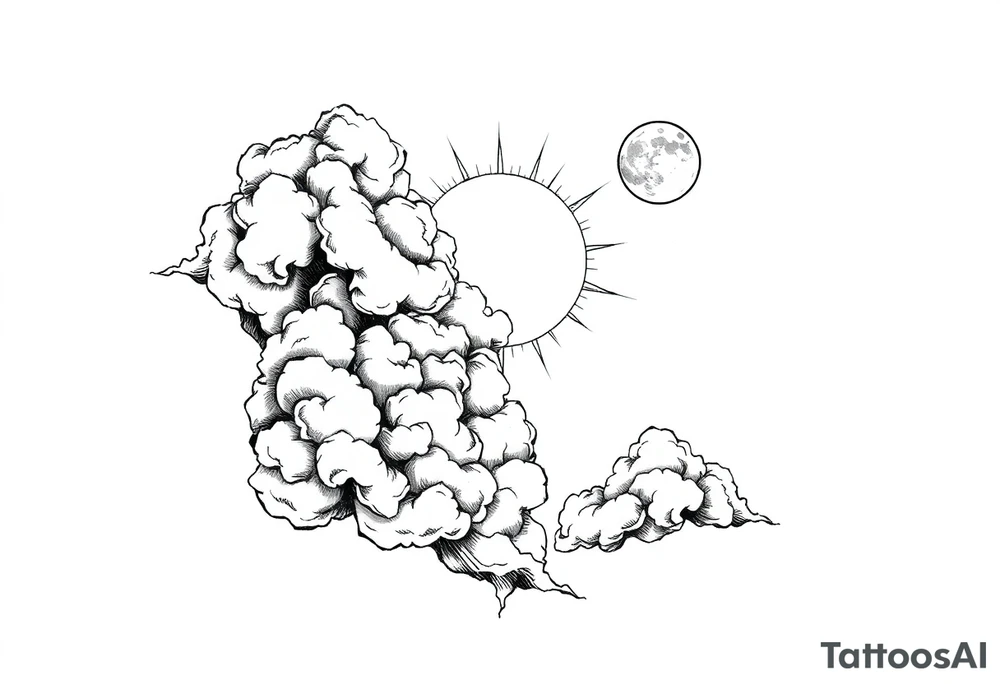 The clouds, the sun, and the moon tattoo idea