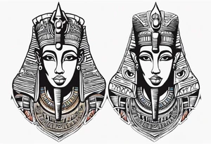 Egyptian See no evil , speak no evil , hear no evil vertical tattoo idea