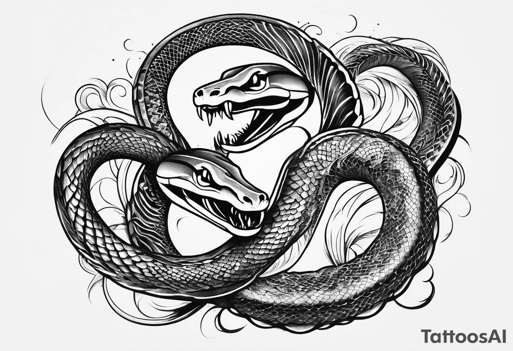 Two snakes fighting tattoo idea