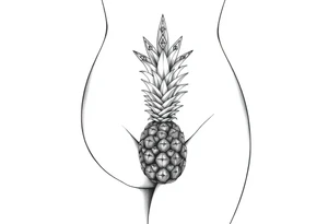 Pubic area vagina and anus using a  pineapple with diamonds, magestic, crown, tattoo idea