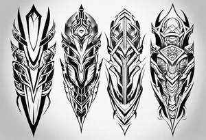Futuristic leg armor tattoo idea