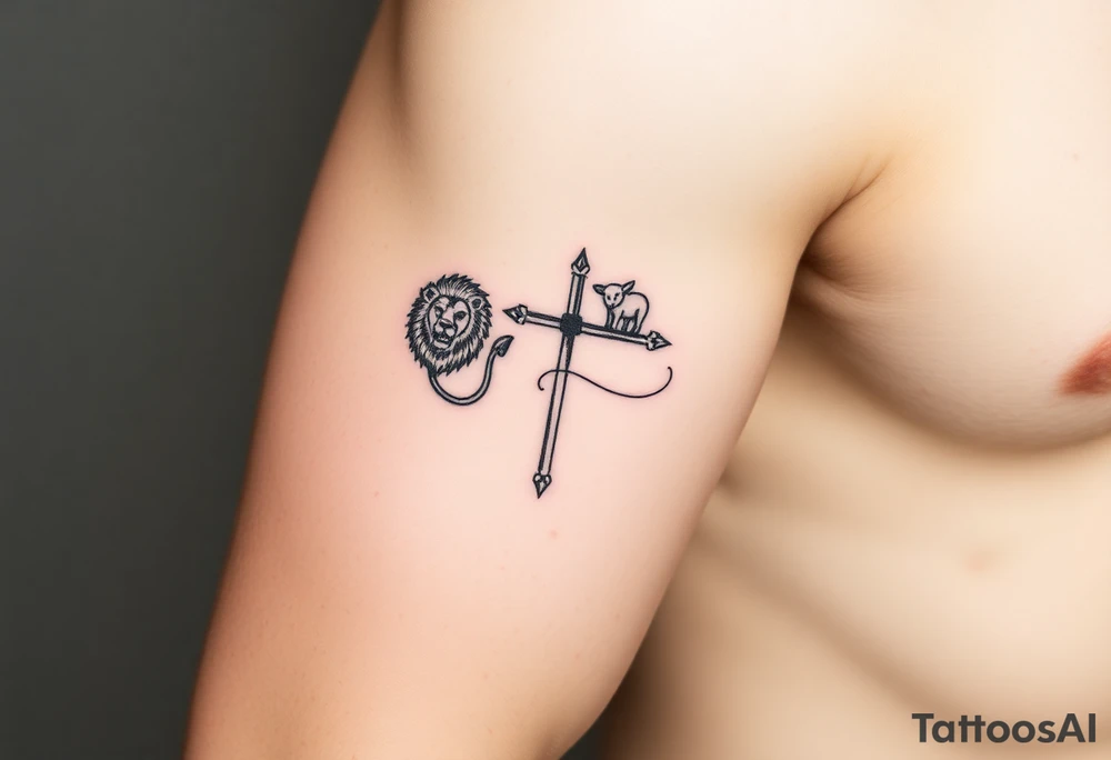 cross lion and the lamb tattoo idea