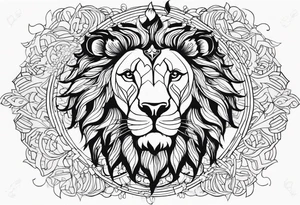 25cm lion and sun most black for covering tattoo idea