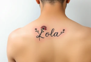 The name Lola  with colored carnations tattoo idea