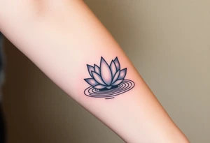 serene lotus flower emerging from sacred waters with ripples tattoo idea