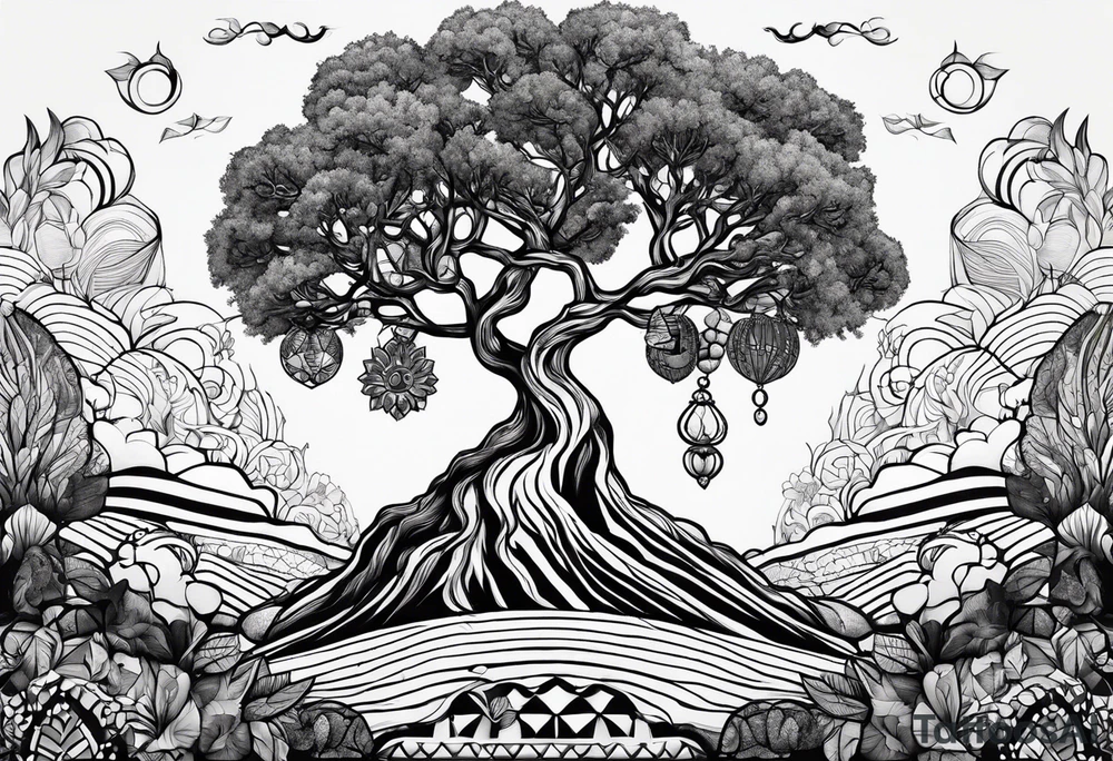 A psychedelic olivevtree tattoo idea