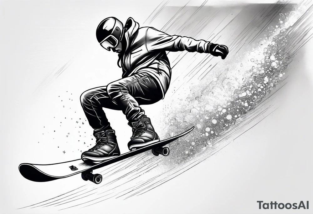 snowboarder hitting a rail tattoo idea