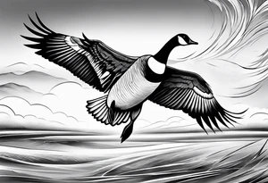 canadian goose taking off wind Background edgeways tattoo idea
