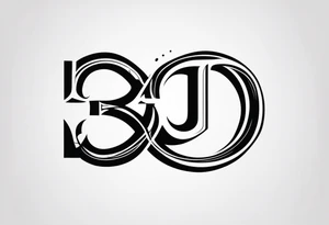 infiniry symbols with a letter B and 2 letter J’s tattoo idea