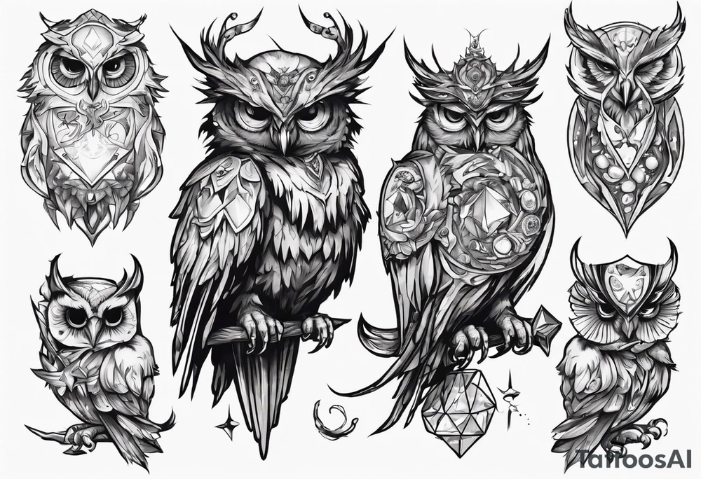 The Demon Owl Stolas, a Prince of Hell who is obsessed with gems, knowledge of astrology and poisonous plants. tattoo idea