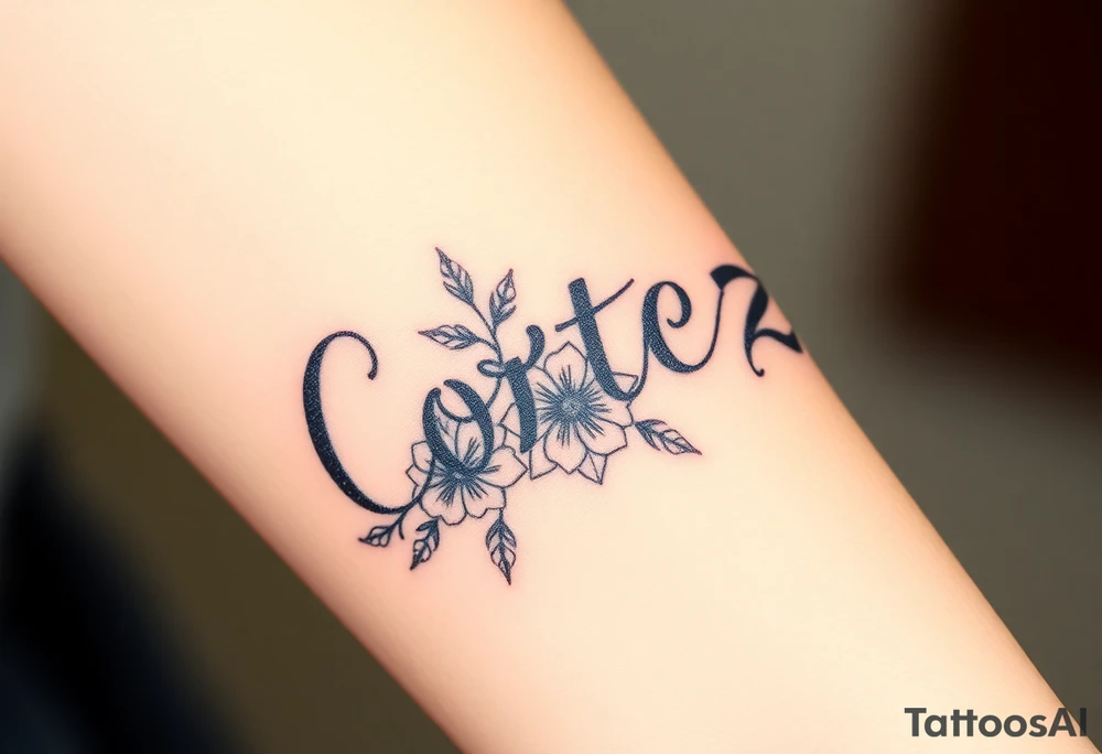 The name Cortez with flowers tattoo idea